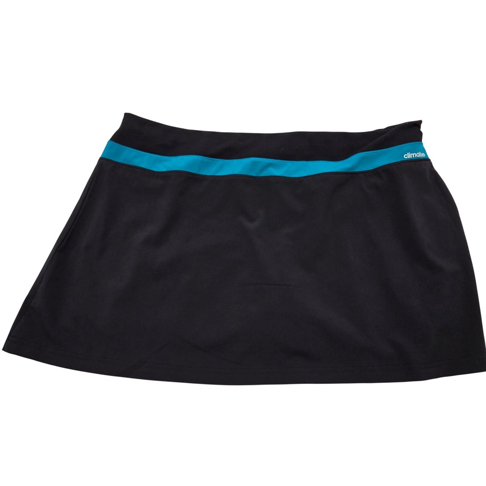 Adidas Climalite Womens Black Teal Athletic Lined Skort Tennis Golf Size Large - Picture 2 of 6